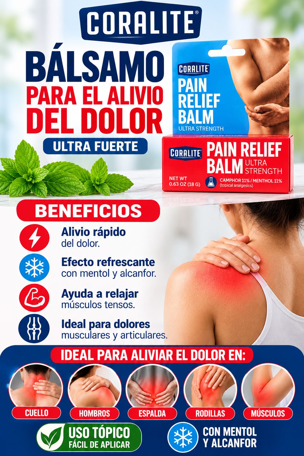 Bálsamo para aliviar dolores Coralite — 18 g