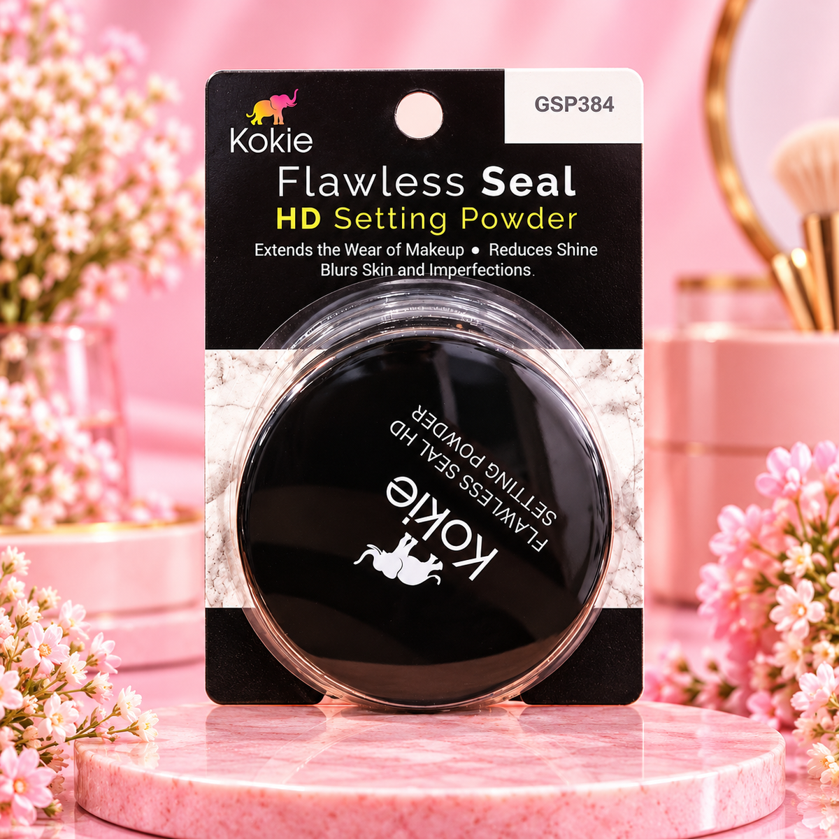 Kokie Flawless Seal HD Setting Powder fondo rosado
