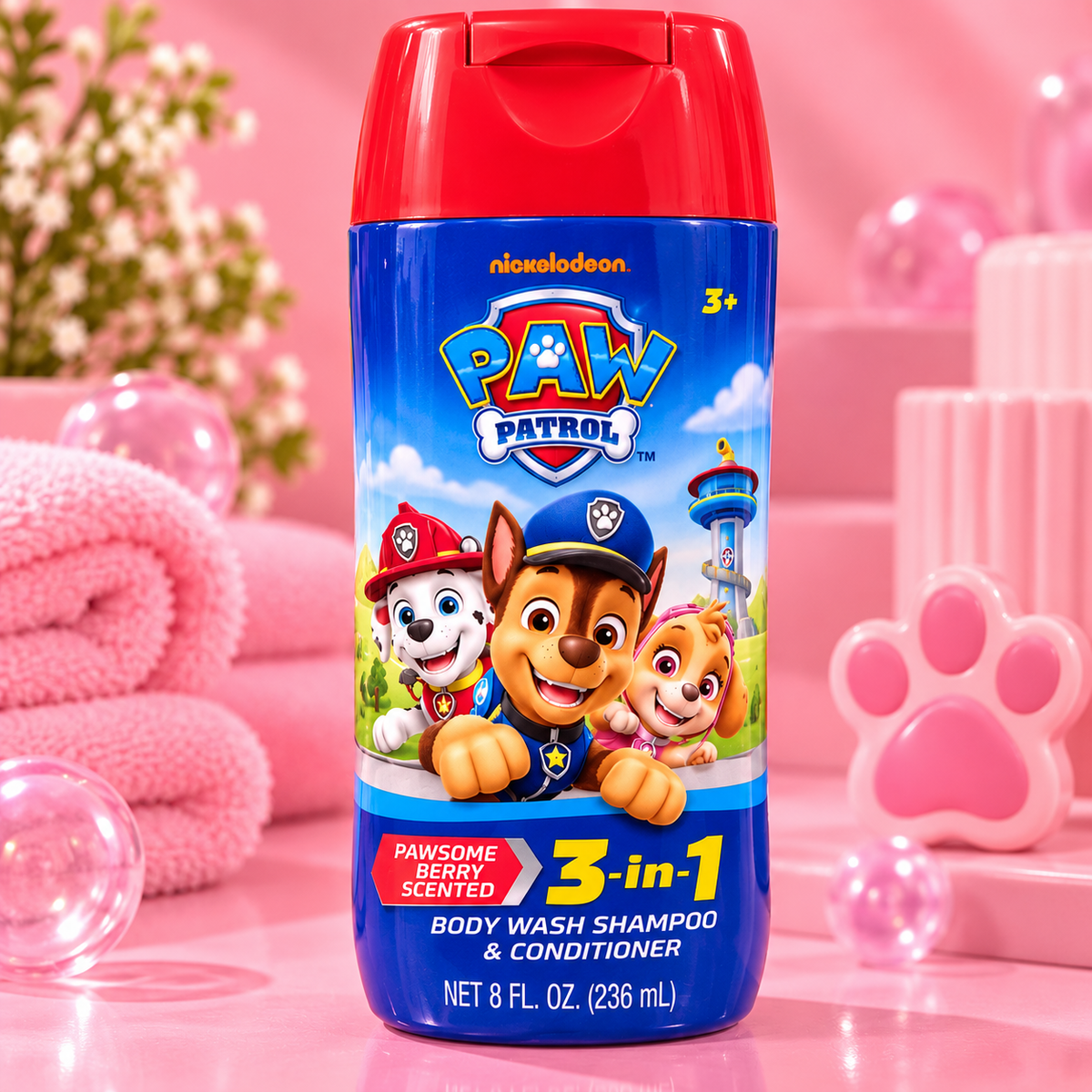 PAW Patrol 3 en 1, 236 ml, fondo rosado