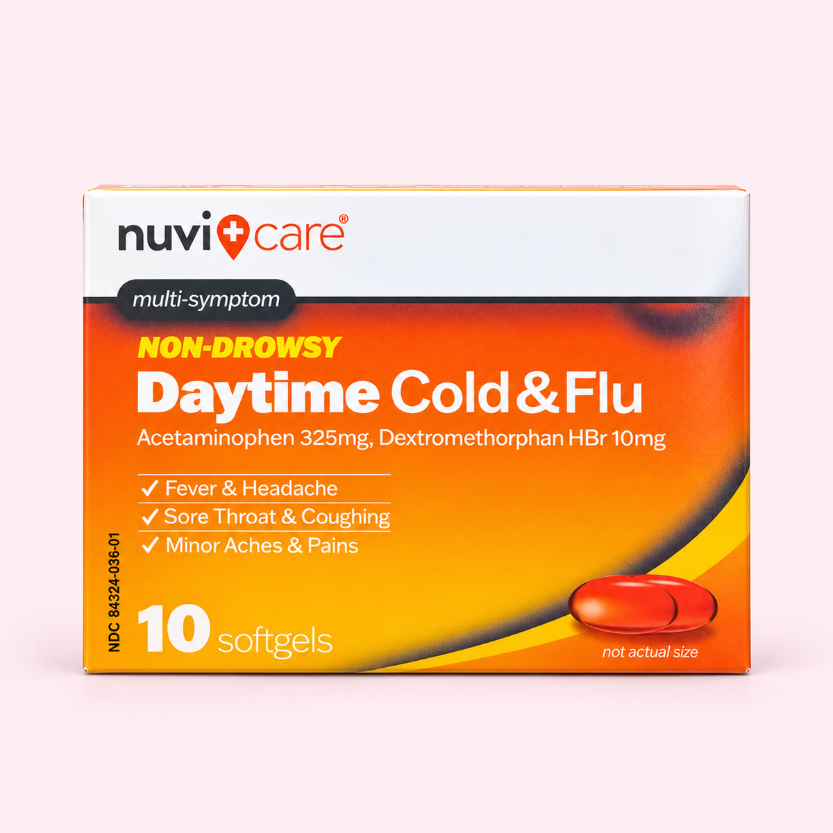 Daytime Cold & Flu Nuvicare — 10 cápsulas blandas