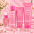 Dermasil PDRN Pink set de 4 productos fondo rosado claro