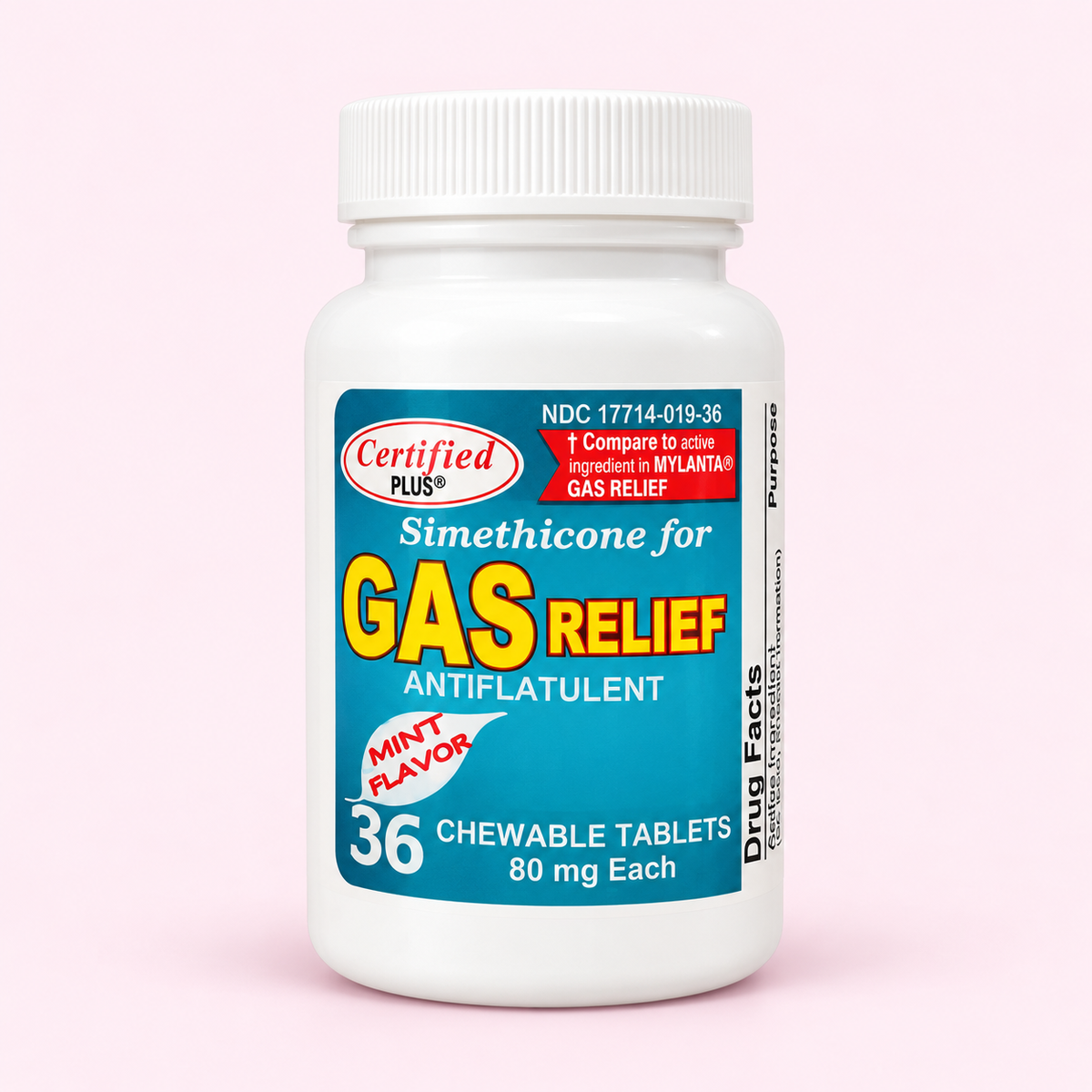 Gas Relief Certified Plus 80 mg — 36 tabletas masticables