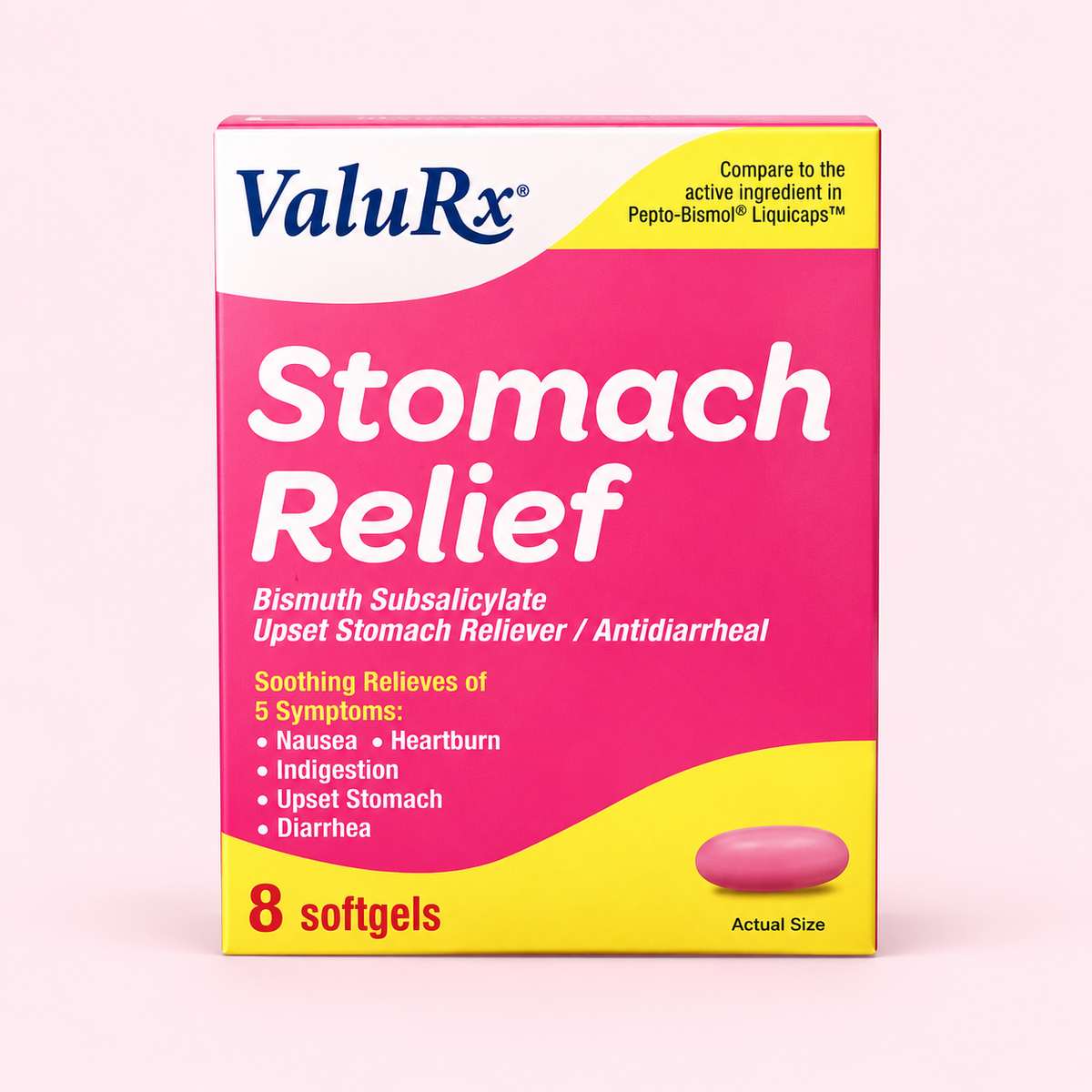 Stomach Relief ValuRx — 8 cápsulas blandas