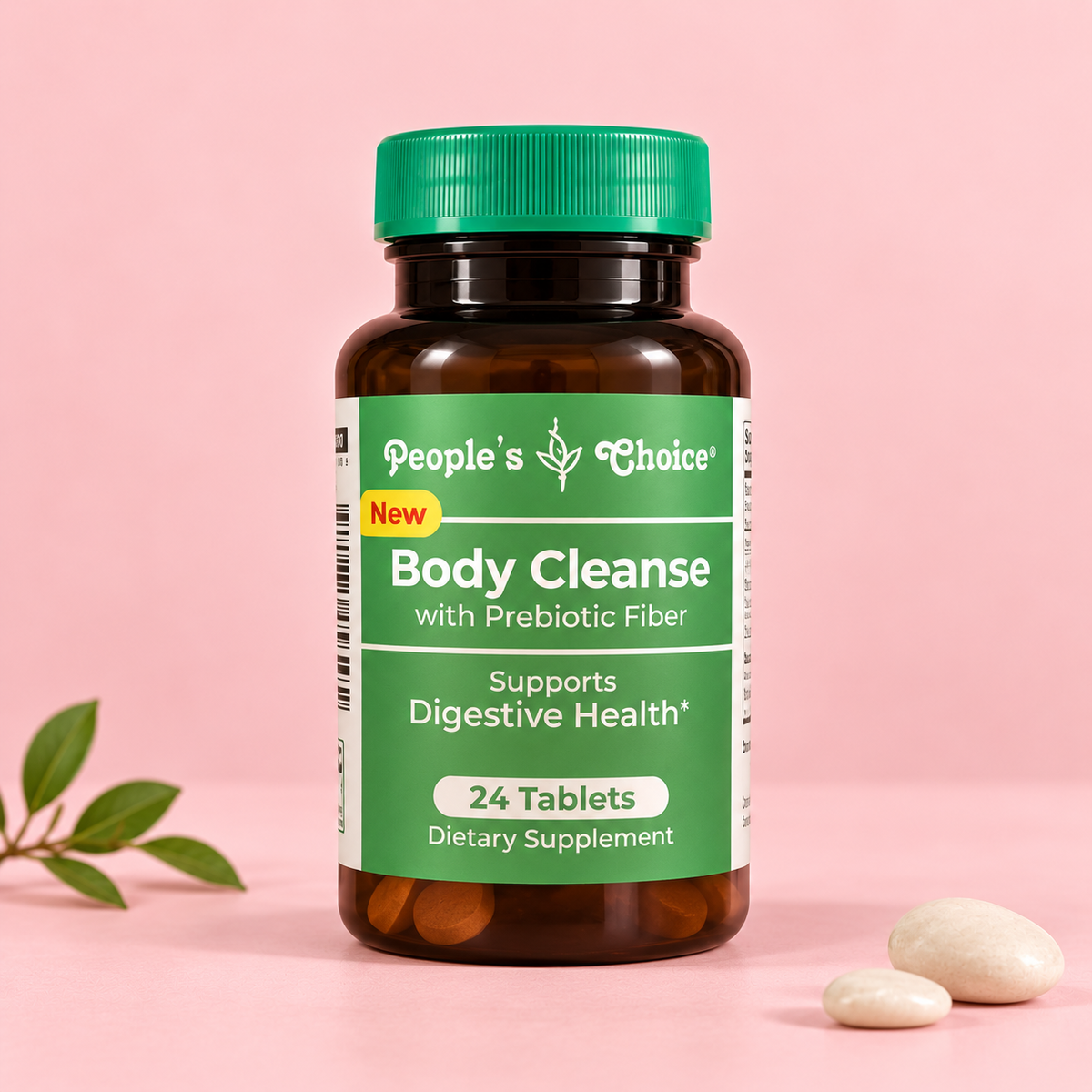 Suplemento de fibra prebiótica Body Cleanse People’s Choice — 24 tabletas